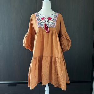 3/$12 Midi Boho Style Dress Puff Sleeves
